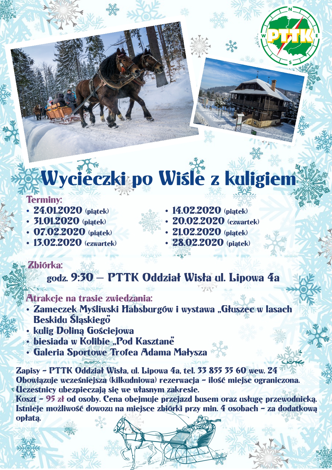 Wycieczka po Wiśle z kuligiem i biesiadą